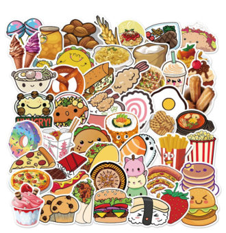 10-30-50PCS-Cute-Food-Burger-Fries-Gourmet-Stickers-Luggage-Laptop-Waterproof-Stickers-Decorative-Stickers-Wholesale