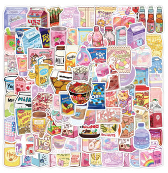 10-30-50PCS-Girls-Love-Snacks-Pack-Gourmet-Pattern-Graffiti-Fridge-Motorcycle-Laptop-Luggage-Toy-Cartoon-1