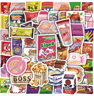 10-50PCS-Girls-Love-Snacks-Pack-Gourmet-Pattern-Graffiti-Fridge-Motorcycle-Laptop-Luggage-Toy-Cartoon-Sticker-1